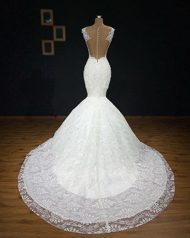 Glamorous Straps Appliques Wedding Dresses | Backless Sleeveless Mermaid Bridal Gowns-newarrivaldress