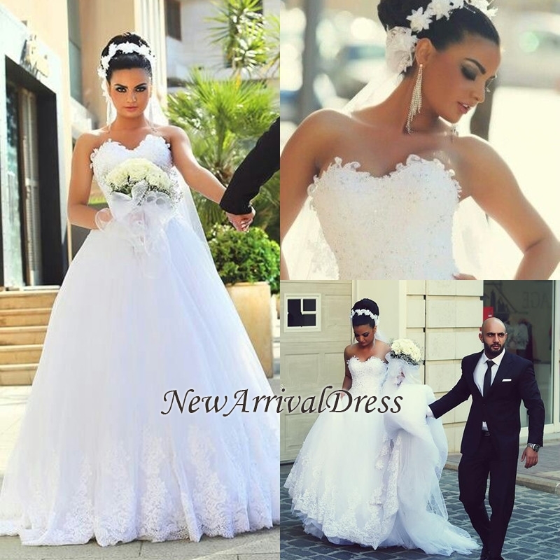 Sweetheart Sexy Sleeveless Lace New Arrival A-line Wedding Dresses-newarrivaldress