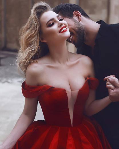 Glamorous Off-the-Shoulder Evening Dress |Red Long Prom Dress-newarrivaldress