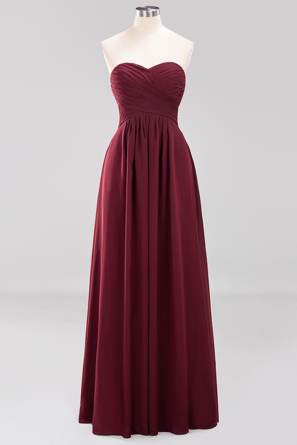 A-line Chiffon Sweetheart Strapless Ruffles Floor-length Bridesmaid Dress-newarrivaldress