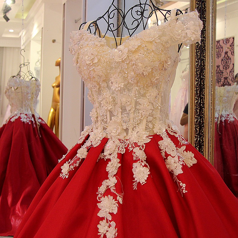 Ball Gown Sequins Applique A-Line Off-The-Shoulder Floor-Length Evening Dresses