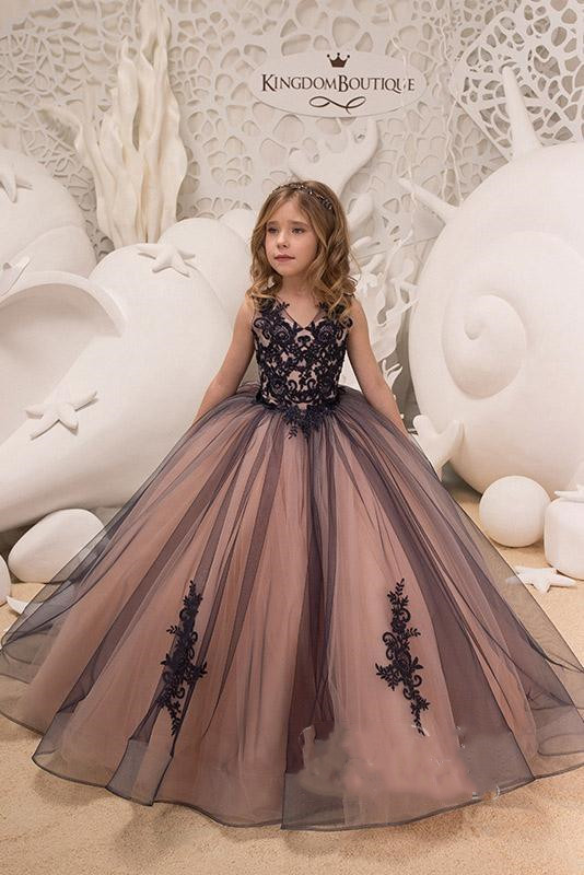 Sleeveless 3D Floral Lace Appliques Tulle Flower Girl Dress-newarrivaldress