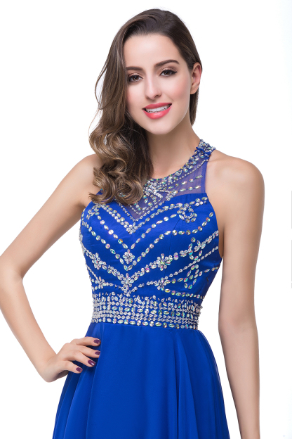 ELLA | A-line Crew Floor-length Sleeveless Tulle Prom Dresses with Crystal Beads-newarrivaldress
