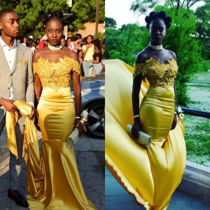 Glamorous Off-the-Shoulder Appliques Long Sleeves Mermaid Prom Dress-newarrivaldress