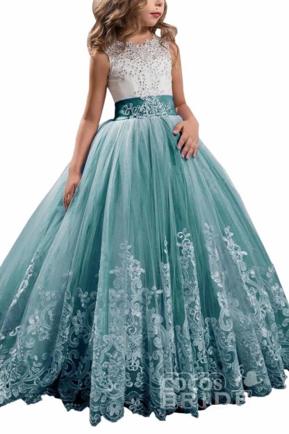 Scoop Neck Sleeveless Ball Gown Flower Girls Dress-newarrivaldress
