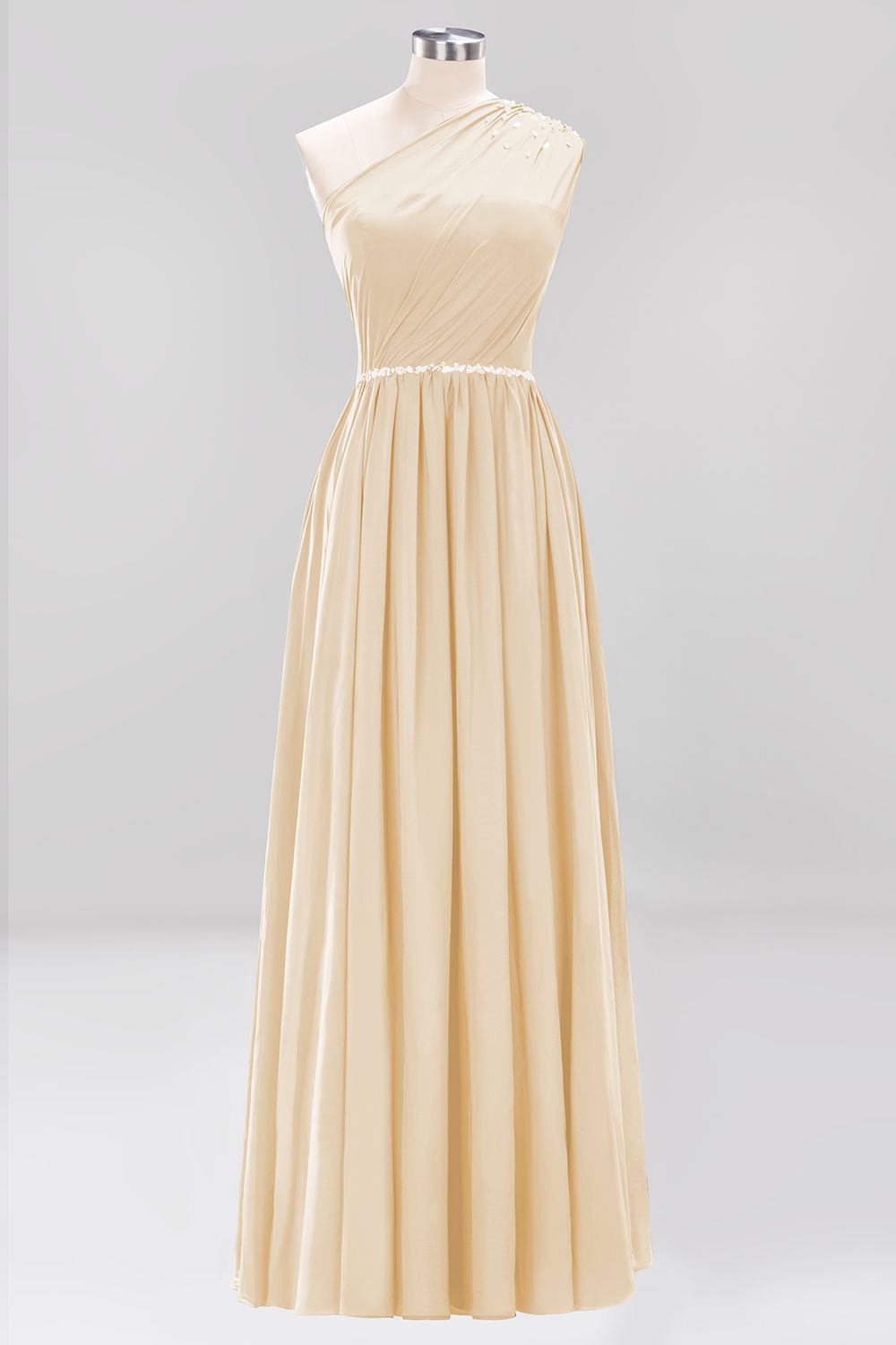 Elegant A-Line Burgundy Chiffon One-Shoulder Sleeveless Ruffles Floor-Length Bridesmaid Dresses with Beadings-newarrivaldress