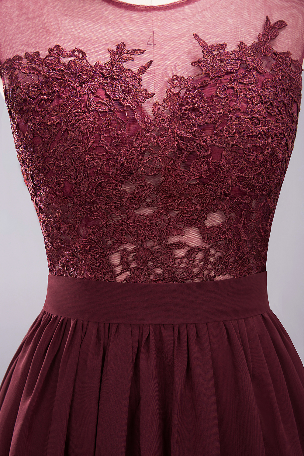 A-line Chiffon Lace Jewel Sleeveless Floor-Length Bridesmaid Dresses with Appliques-newarrivaldress