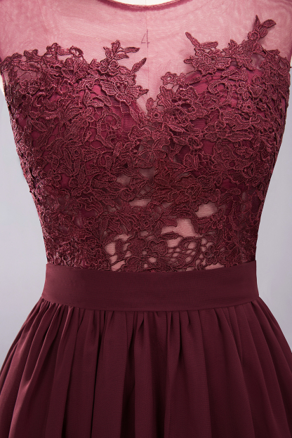 A-line Chiffon Lace Jewel Sleeveless Floor-Length Bridesmaid Dresses with Appliques-newarrivaldress