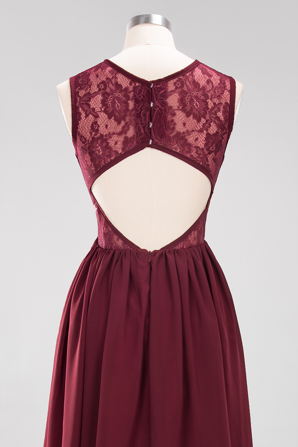 A-line Chiffon Lace Jewel Sleeveless Ruffles Floor-Length Bridesmaid Dresses with Appliques-newarrivaldress