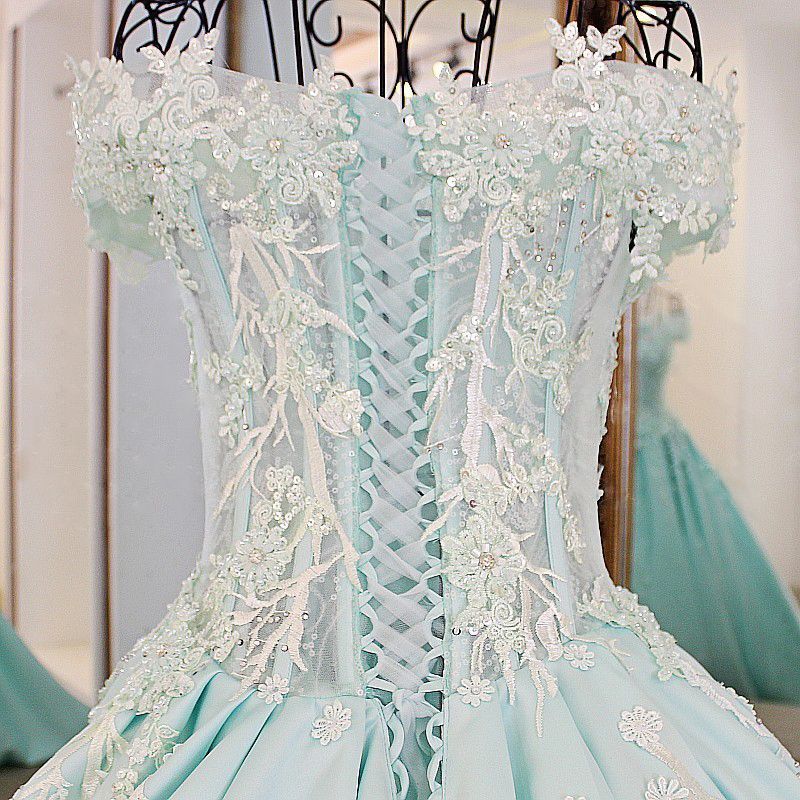 Sequins Off-The-Shoulder Applique Ball Gown Chapel Train Evening Dresses-newarrivaldress