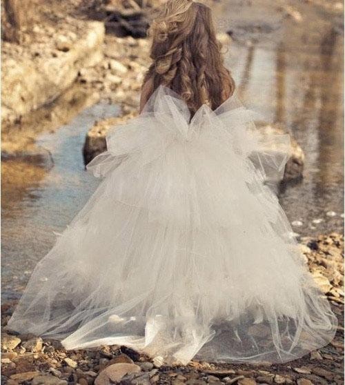 Spaghettis Tulle Feathers Cute Flower Girl Dresses Long Girl's Formal Dresses-newarrivaldress