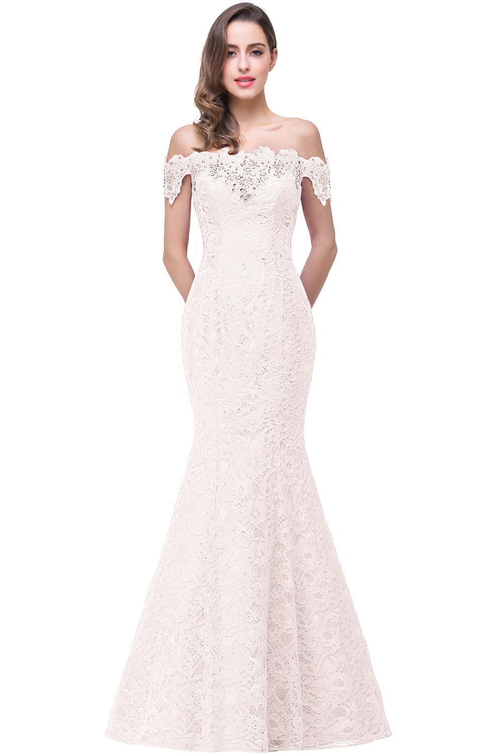 Crystal Beaded Red Mermaid Evening Dresses Off the Shoulder Prom Party Dress