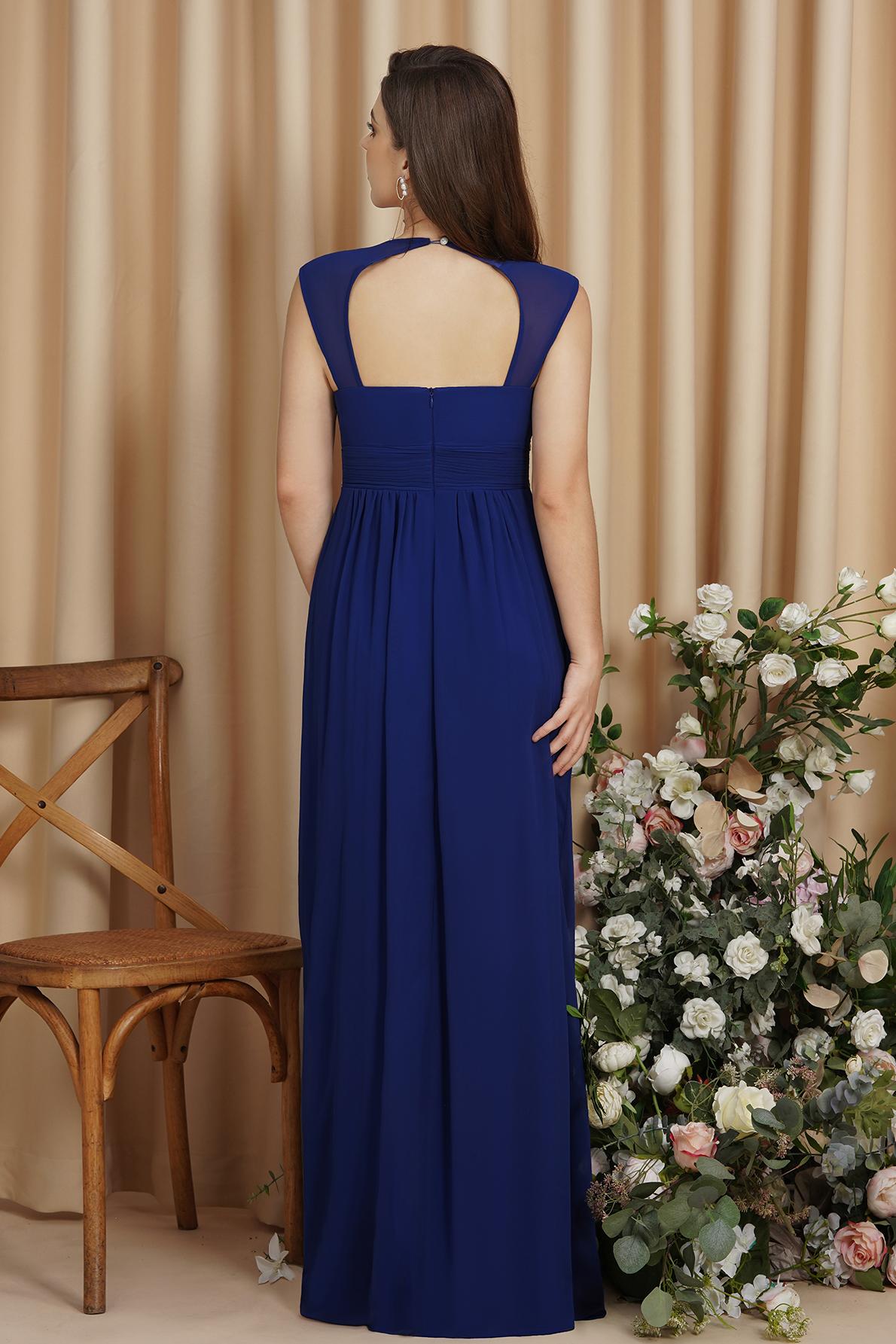 ALISON | Sheath V Neck Burgundy Chiffon Long Evening Dresses With Beads