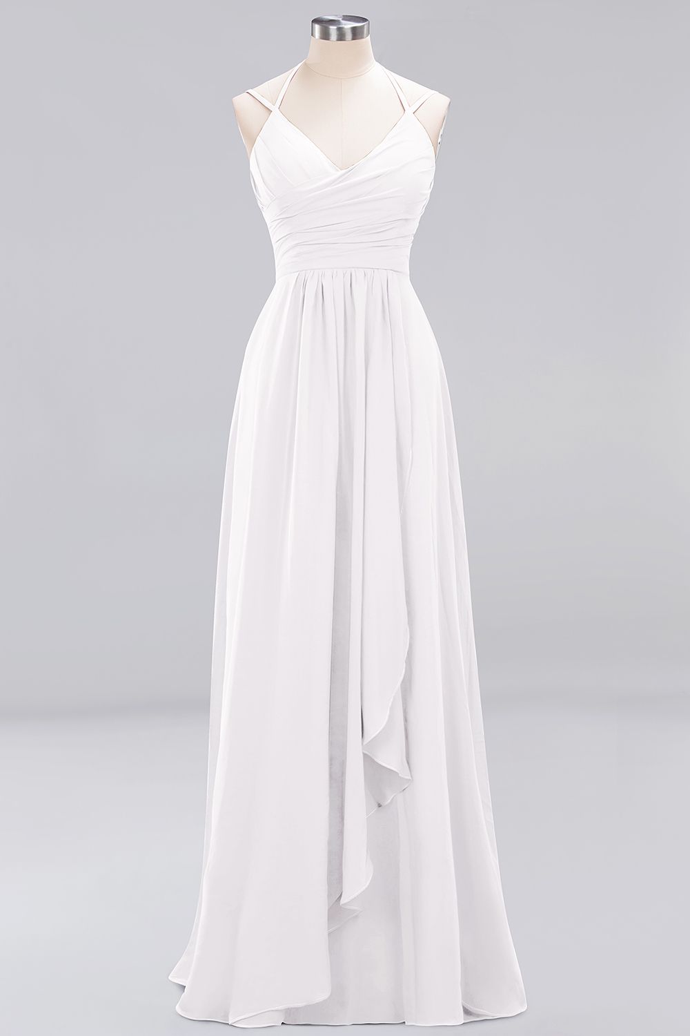 A-line Chiffon Spaghetti Straps Sleeveless Ruffles Floor-Length Bridesmaid Dresses-newarrivaldress