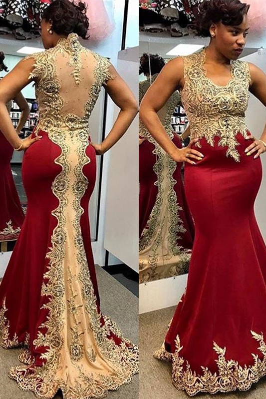 Glamorous Mermaid Long Sleeveless Sweep Train Prom Dress | Plus Size Prom Dress BA6950-newarrivaldress