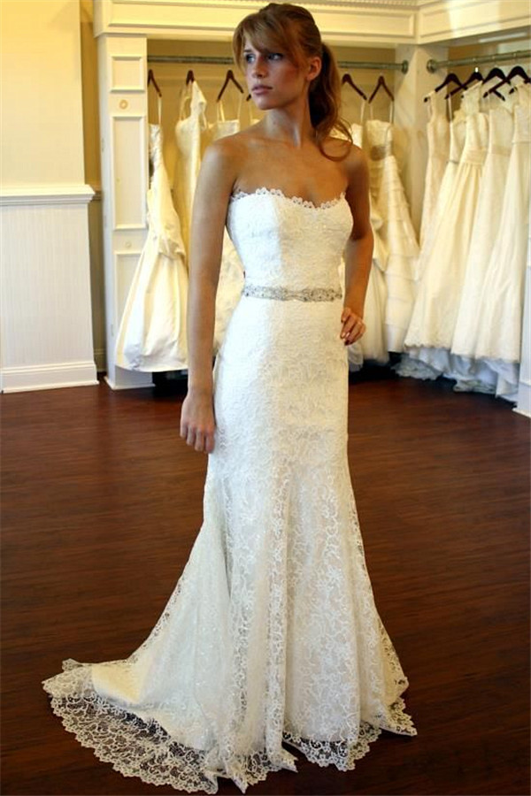Simple Sweetheart Wedding Dress A-Line Bridal Gowns with Beadings-newarrivaldress
