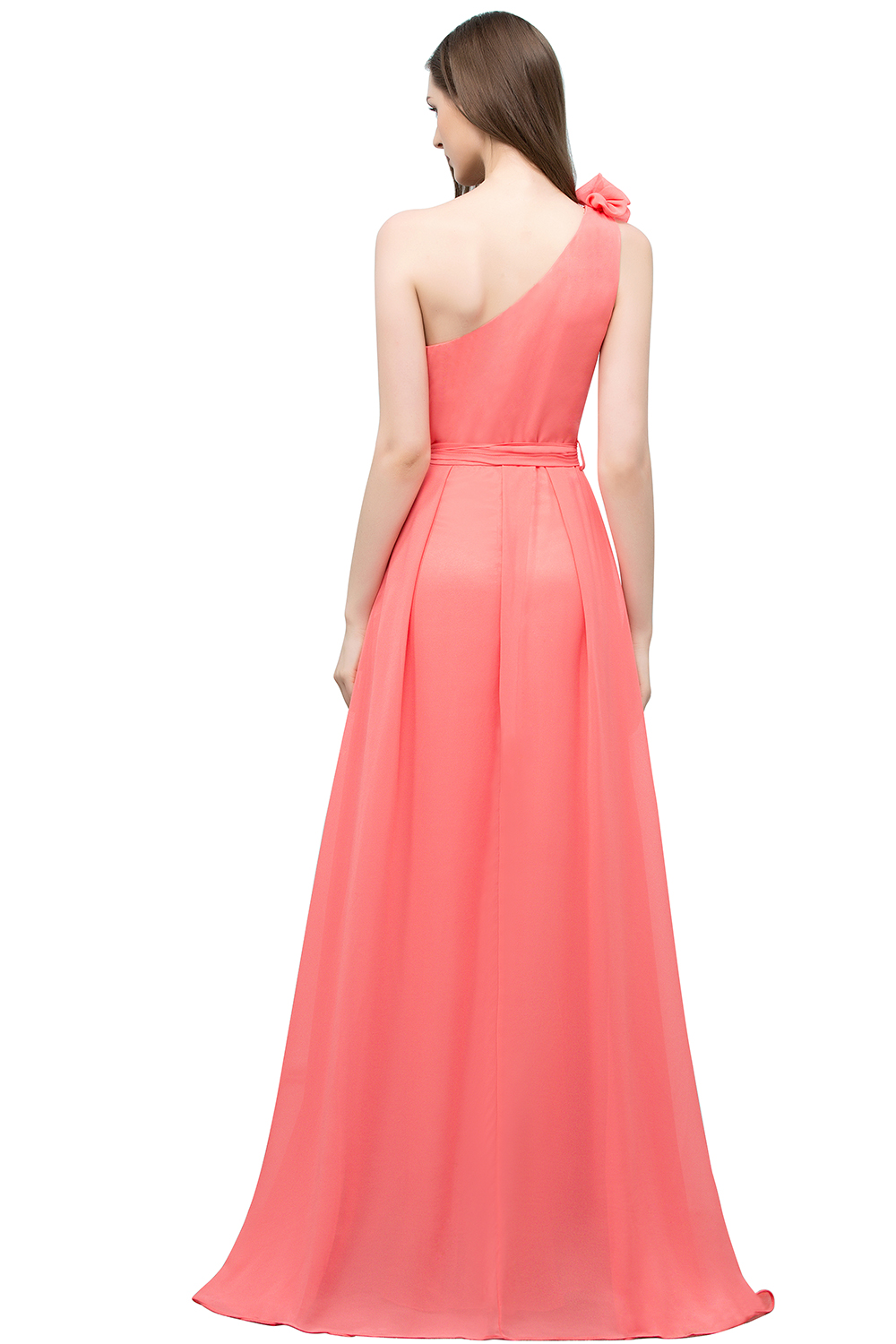 VALERIA | A-line One Shoulder Floor Length Chiffon Prom Dresses with Bow Sash-newarrivaldress