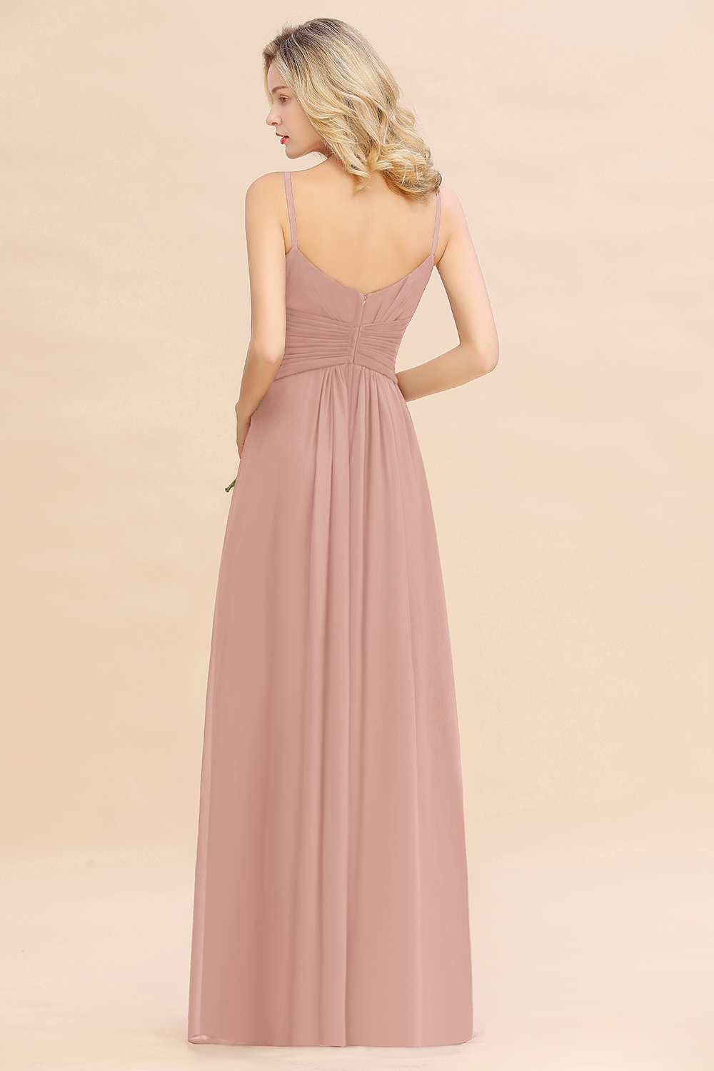 Elegant Sleeveless Ruffle Chiffon Bridesmaid Dress Affordable Backless Long Wedding Party Dress-newarrivaldress