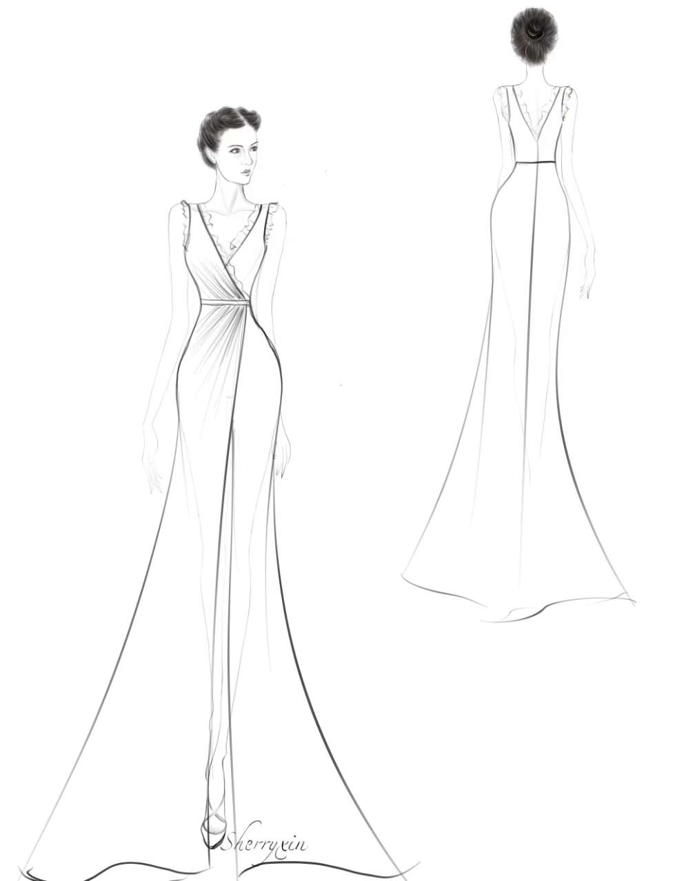Chic V-Neck Mermaid Prom Dress Sleeveless Wedding Party Dress with Side Split-newarrivaldress