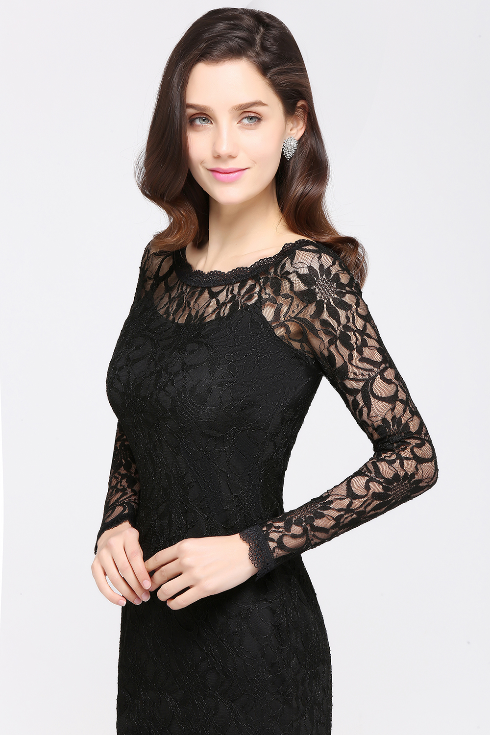 Sexy Black Lace Long Sleeves Mermaid Prom Dresses-newarrivaldress