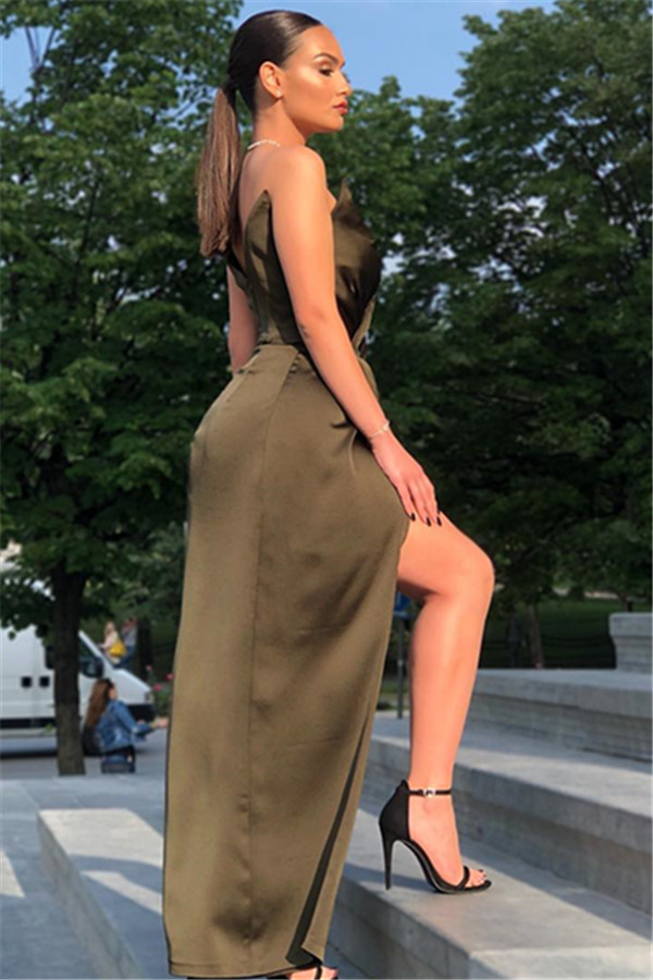 Sexy Black V-Neck Close-fitting Formal Dresses | Side Split Close-fitting Ruffles Prom Dress-newarrivaldress