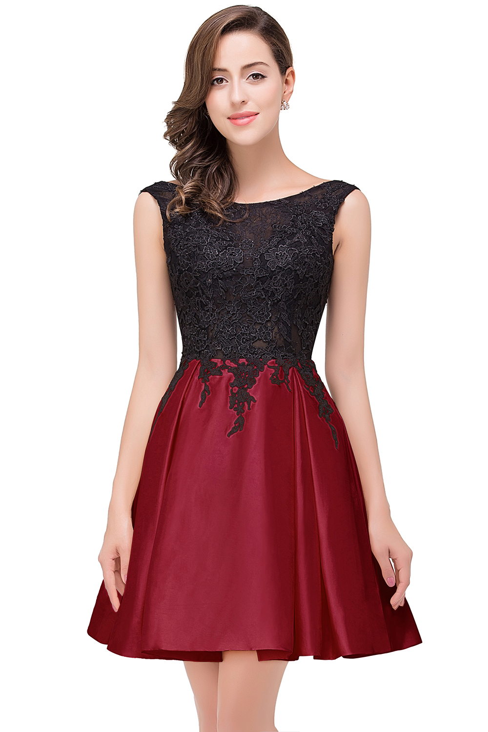 EVA | A-line Sleeveless Lace Appliques Short Prom Dresses-newarrivaldress