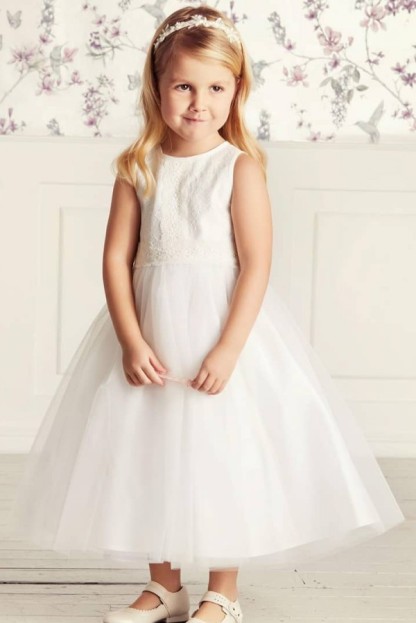 Lovely White Tulle Little Girl Dres for Wedding Sleeveless Jewel Neck Flower Girl Dress-newarrivaldress