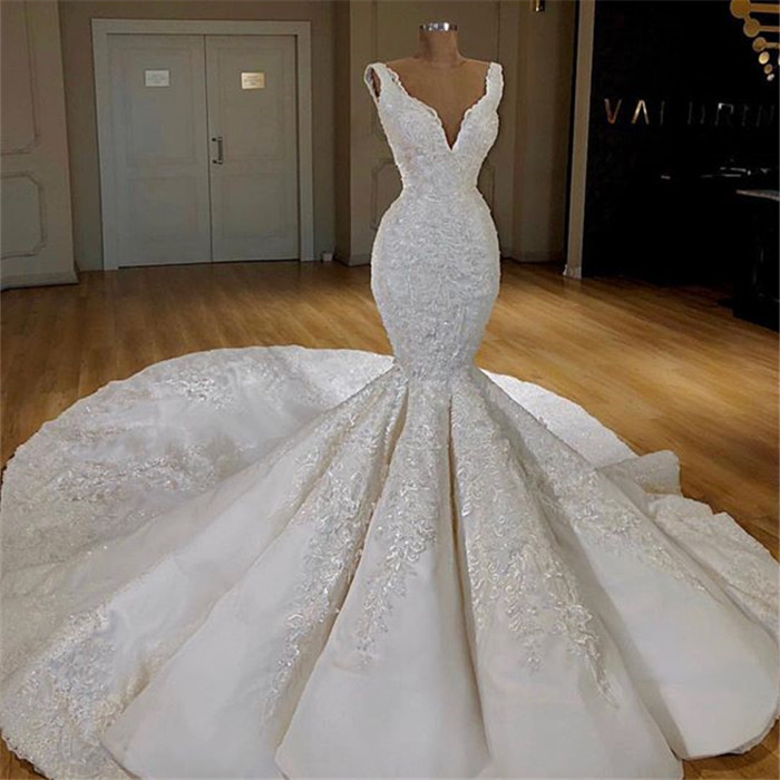 Elegant Mermaid Lace Wedding Dresses Online | Sleeveless Puffy Bridal Gowns 2021-newarrivaldress