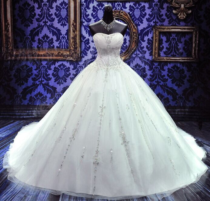 New Ball Gown Crystals Princess Wedding Dresses Sweetheart Neck -up Back Luxury Wedding Gowns-newarrivaldress