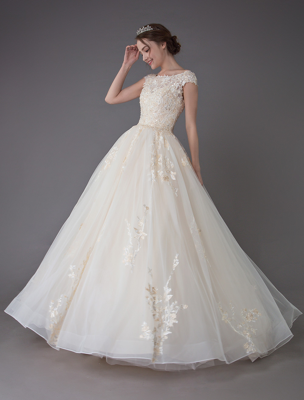 Wedding Dresses Princess Ball Gowns Champagne Lace Applique Beaded Colored Maxi Bridal Dress-newarrivaldress