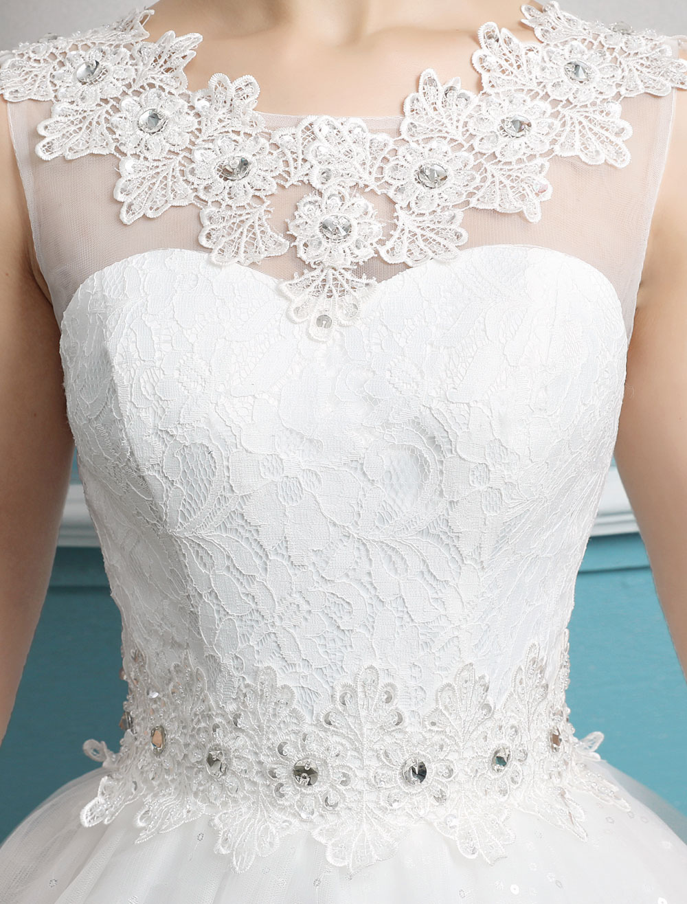 Princess Ball Gown Wedding Dresses Tulle Backless Ivory Beading Floor Length Bridal Dress-newarrivaldress