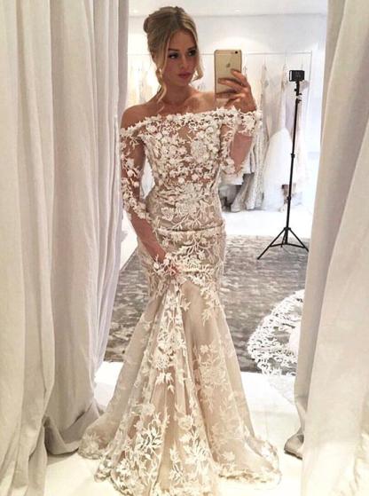 Elegant Sleeveless Mermaid Wedding Dresses with Sleeves | Lace Appliques Bridal Gown-newarrivaldress