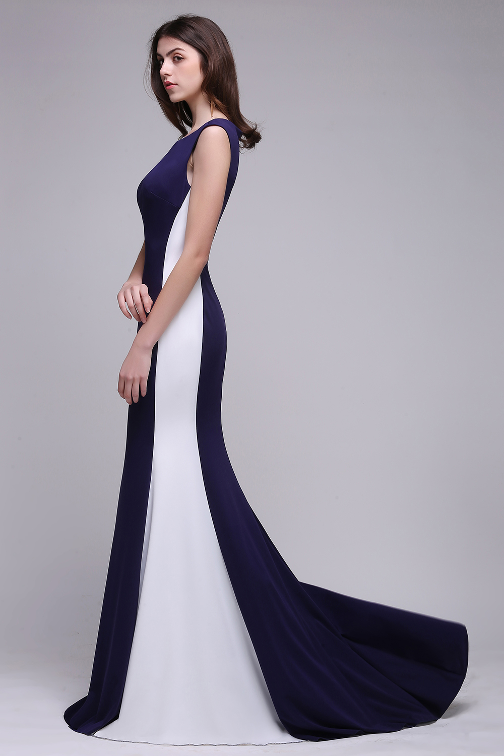 BLAKE | Sheath Scoop Floor-Length Dark Navy Evening Dresses-newarrivaldress