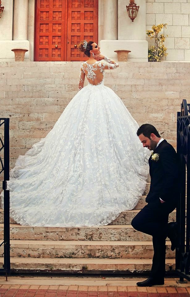 Long Sleeve Ball Gown Wedding Dress Court Train Custom Made Bridal Gowns-newarrivaldress