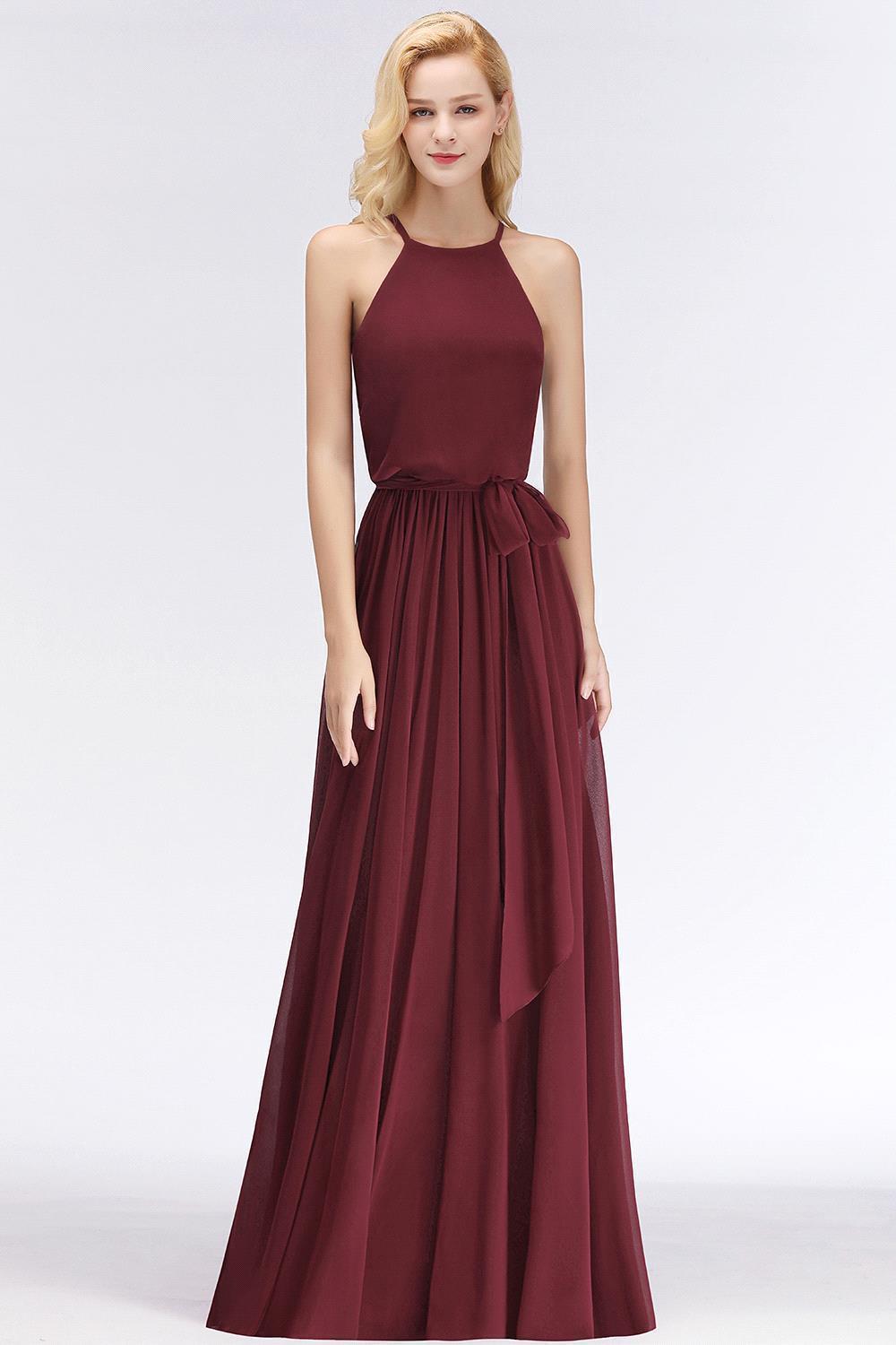 A-Line Chiffon Burgundy Simple Bridesmaid Dress-newarrivaldress