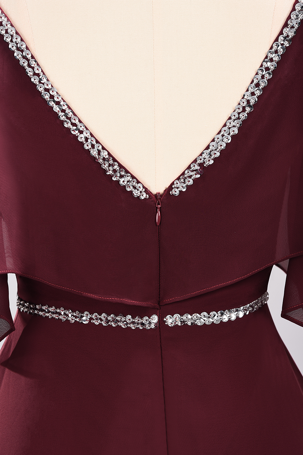 elegant A-line Chiffon V-Neck Spaghetti Straps Sleeveless Floor-Length Bridesmaid Dresses with Beading Sash-newarrivaldress