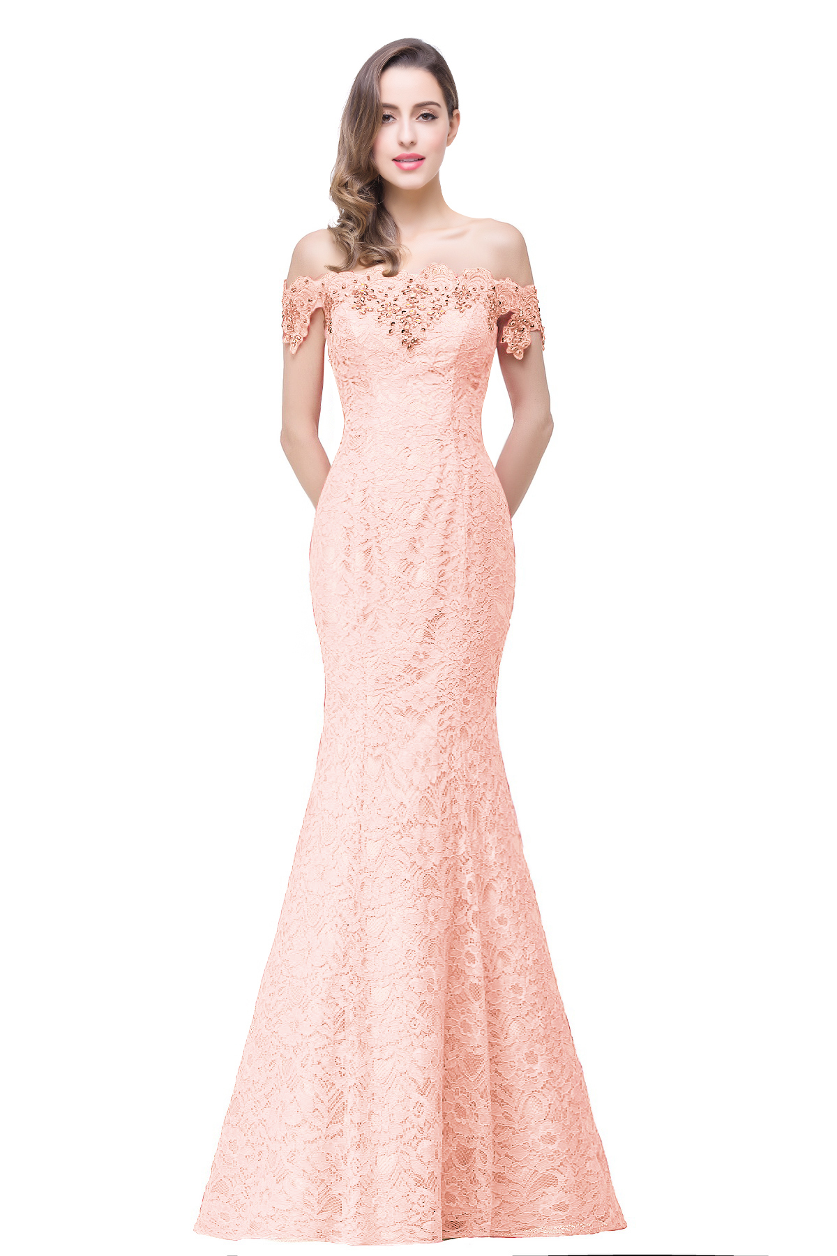 Crystal Beaded Red Mermaid Evening Dresses Off the Shoulder Prom Party Dress