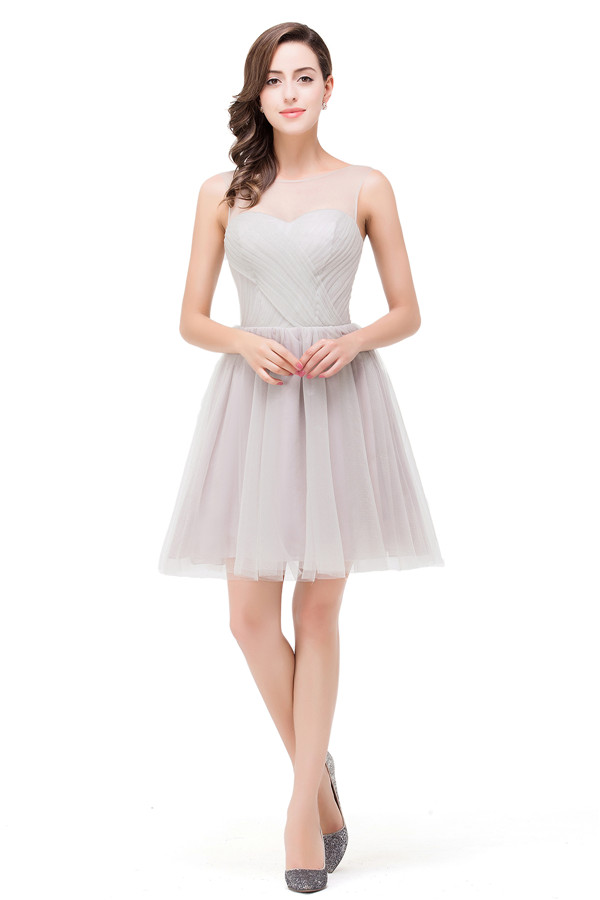 HARLOW | Elegant A-line Crew Mini Silver Bridesmaid Dresses With Ruffle-newarrivaldress