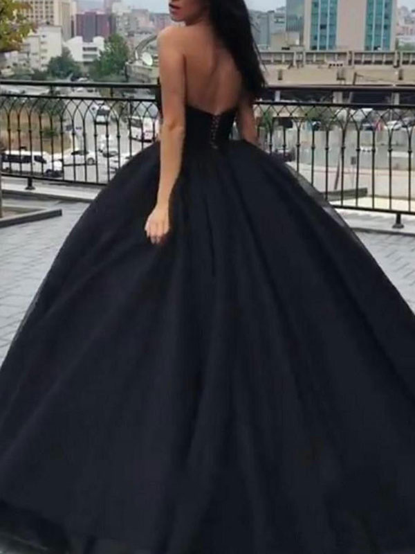 Black Wedding Dresses Satin Fabric Princess Silhouette Empire Waist Floor Length Bridal Dress-newarrivaldress
