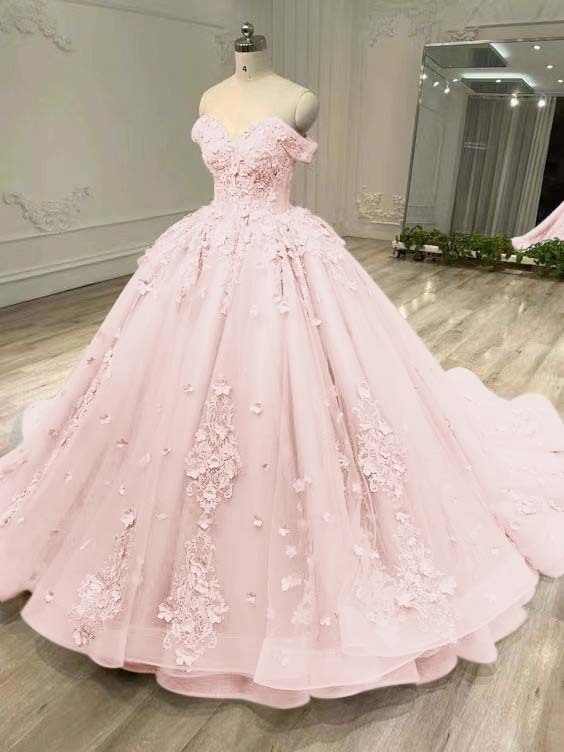 Tulle Sleeveless Off the Shoulder Long Prom Dress With Appliques