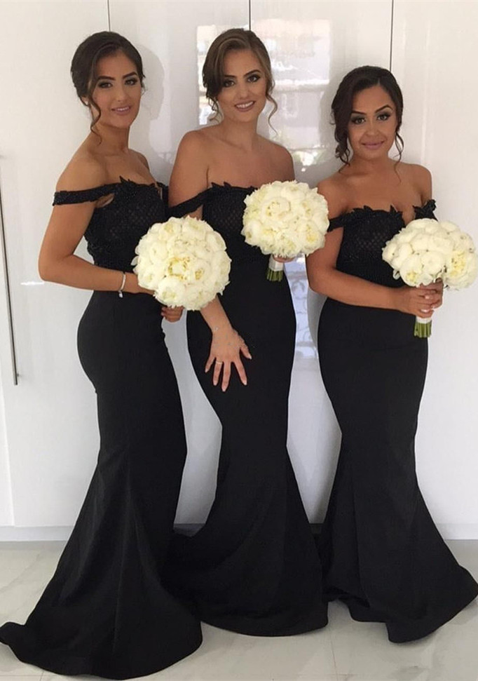 Simple Off-the-shoulder Mermaid Bridesmaid Dress | Lace Bridesmaid Dress-newarrivaldress