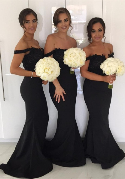 Simple Off-the-shoulder Mermaid Bridesmaid Dress | Lace Bridesmaid Dress-newarrivaldress