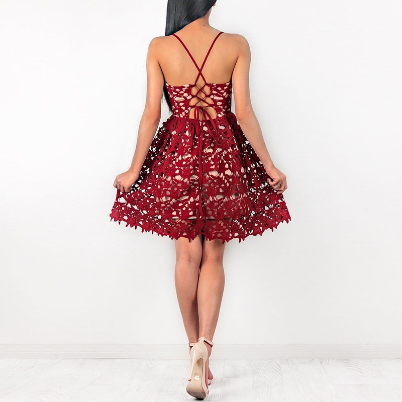 Delicate Lace Red Spaghetti Strap Homecoming Dress | Short A-line Party Gown-newarrivaldress
