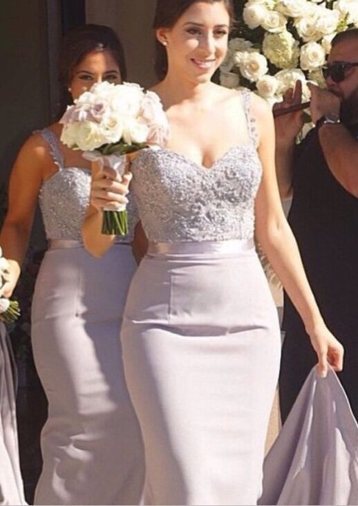 Mermaid Bridesmaid Dresses Lace Beading Straps Bridal Party Maid of Honor Dresses-newarrivaldress