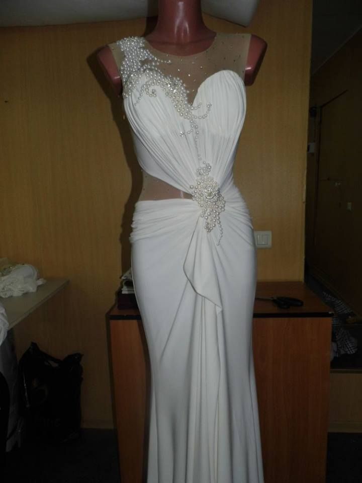 Prom Dresses Sexy Sheer Sleeveless White Chiffon Mermaid Prom Dresses Beaded Pearls Ruffles Evening Gown-newarrivaldress