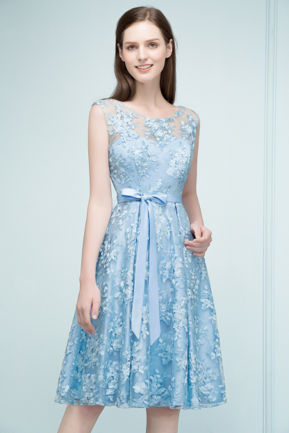 RENATA | A-line Sleeveless Knee Length Appliques Homecoming Dresses with Robbin Sash-newarrivaldress