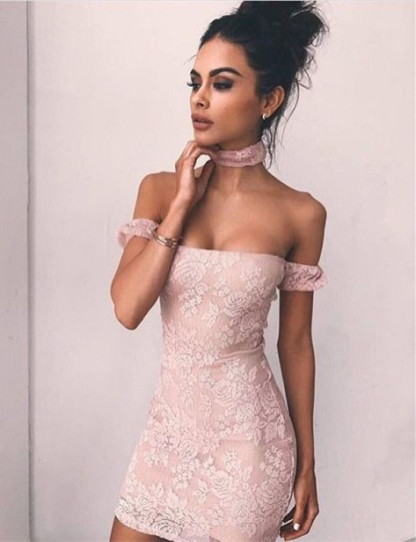 Delicate Lace Bodycon Off-the-shoulder Homecoming Dress | Short Cocktail Gown-newarrivaldress