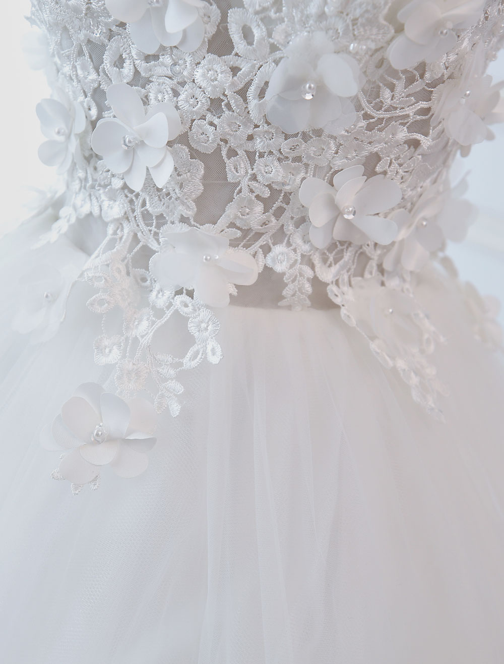 Princess Wedding Dresses Ball Gowns Lace Flowers Applique Sleeveless Bridal Gowns With Train-newarrivaldress