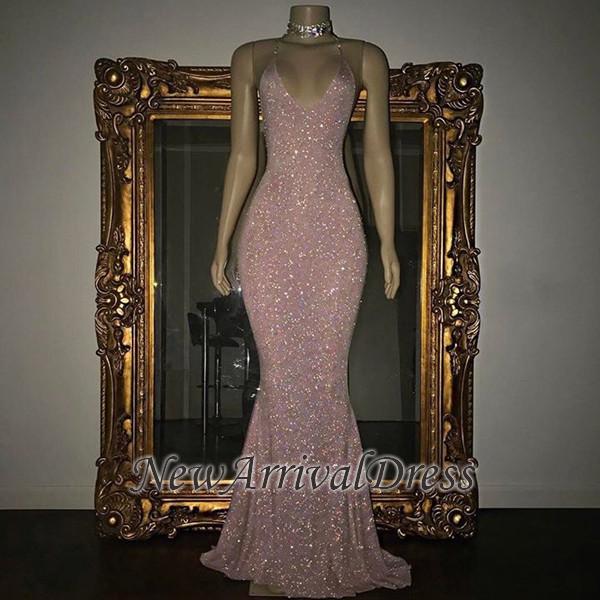 Stunning Mermaid Spaghetti Straps Sequined Sleeveless Prom Dresses sp0311-newarrivaldress