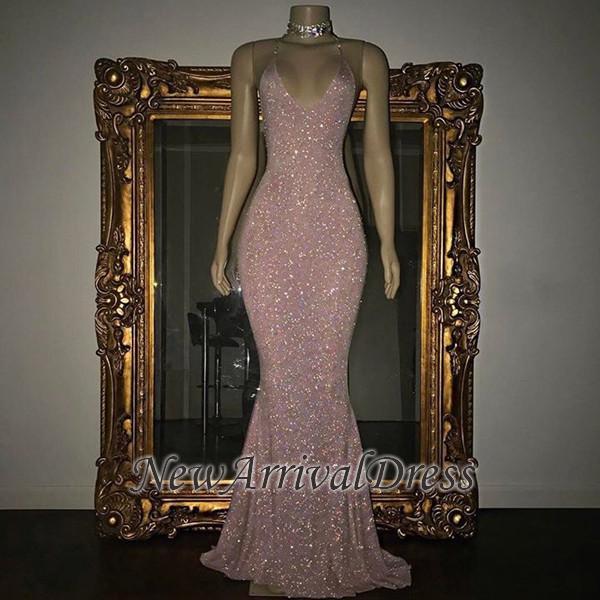 Stunning Mermaid Spaghetti Straps Sequined Sleeveless Prom Dresses sp0311-newarrivaldress
